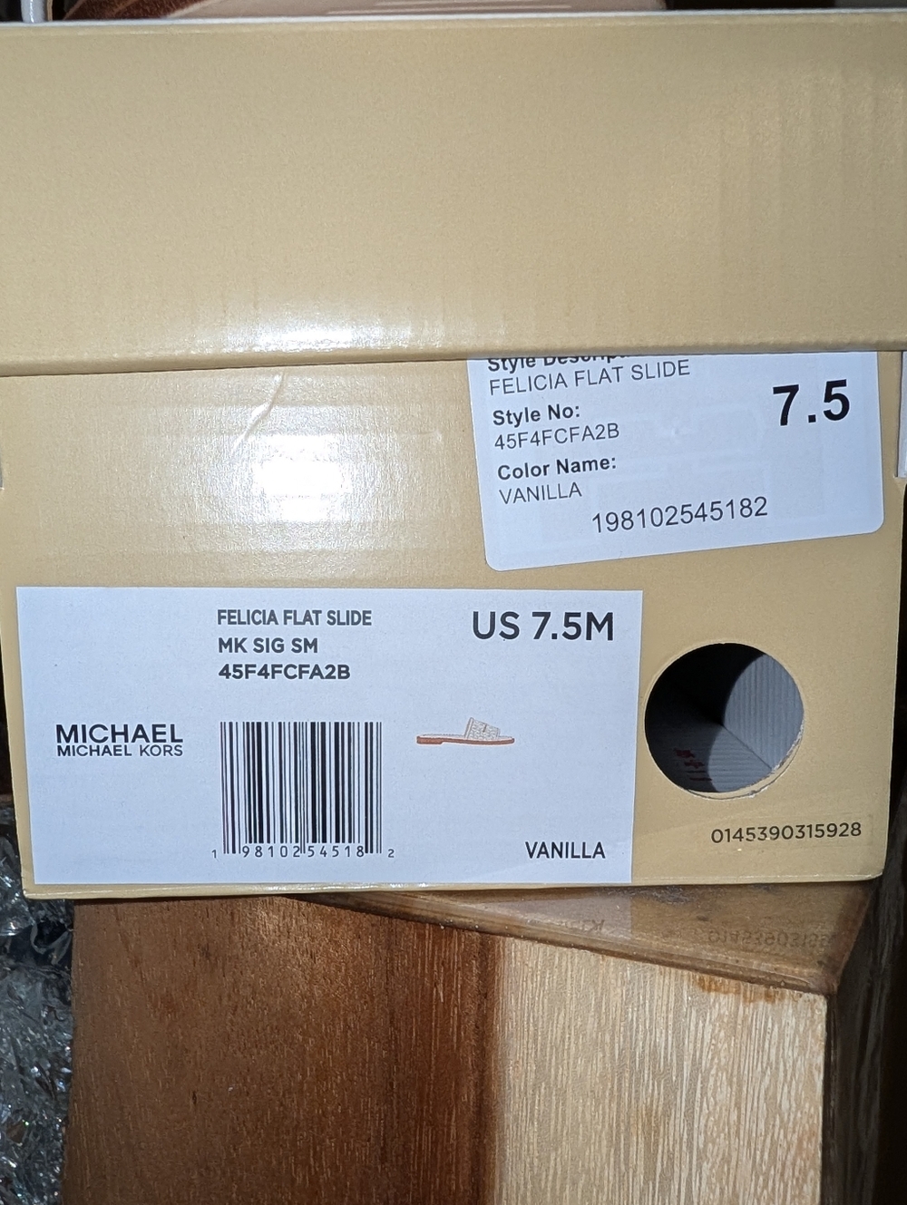 Michael Kors Felicia Flat Slide MK Signature Logo Print in Vanilla - Picture 4 of 13